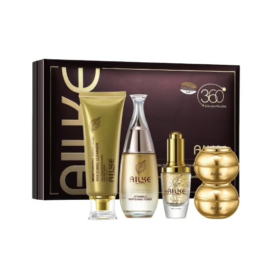 Ailke Whitening 24K Collagen Cream Beauty Detergente viso Toner e siero 5 set Cosmetici Prodotti per la cura della pelle